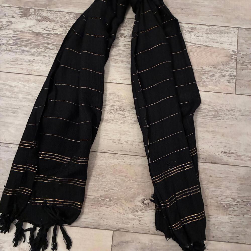 Handmade black and gold‎ dress scarf